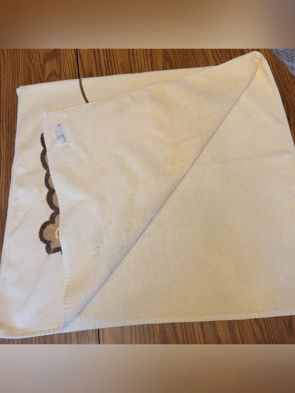 Vintage Maritex Hanae Mori Single Butterfly Bath Towel Cream Brown 1970’s